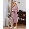 image:imageEkouaer Robe for Women Long Knit Kimono Bathrobe Soft Lightweight Sleepwear  Bath Robe with Pockets Cozy Loungewear 2026 Long Sleeves Inner and Fixed Outer Tie Mid Calf Robe for Sleep Shower TravelDusty Rose