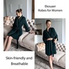 image:imageEkouaer Women Robes Knee Length Kimono Bathrobe Lightweight Soft Sleepwear  34 Sleeve Vneck Pocket Modern Trim Ideal Gift for Pregnancy Bridesmaid Gifts1black