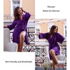 image:imageEkouaer Women Robes Knee Length Kimono Bathrobe Lightweight Soft Sleepwear  34 Sleeve Vneck Pocket Modern Trim Ideal Gift for Pregnancy Bridesmaid Gifts1 Purple
