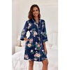 image:imageEkouaer Women Robes Knee Length Kimono Bathrobe Lightweight Soft Sleepwear  34 Sleeve Vneck Pocket Modern Trim Ideal Gift for Pregnancy Bridesmaid GiftsNavy Blue Floral