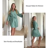 image:imageEkouaer Women Robes Knee Length Kimono Bathrobe Lightweight Soft Sleepwear  34 Sleeve Vneck Pocket Modern Trim Ideal Gift for Pregnancy Bridesmaid Gifts1 Celadon Green