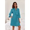 image:imageEkouaer Women Robes Knee Length Kimono Bathrobe Lightweight Soft Sleepwear  34 Sleeve Vneck Pocket Modern Trim Ideal Gift for Pregnancy Bridesmaid GiftsBlue Green