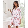 image:imageEkouaer Women Robes Knee Length Kimono Bathrobe Lightweight Soft Sleepwear  34 Sleeve Vneck Pocket Modern Trim Ideal Gift for Pregnancy Bridesmaid GiftsCharming Rose