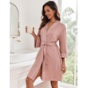 image:imageEkouaer Women Robes Knee Length Kimono Bathrobe Lightweight Soft Sleepwear  34 Sleeve Vneck Pocket Modern Trim Ideal Gift for Pregnancy Bridesmaid Gifts1 Misty Rose
