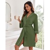 image:imageEkouaer Women Robes Knee Length Kimono Bathrobe Lightweight Soft Sleepwear  34 Sleeve Vneck Pocket Modern Trim Ideal Gift for Pregnancy Bridesmaid GiftsArmy Green