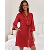 image:imageEkouaer Women Robes Knee Length Kimono Bathrobe Lightweight Soft Sleepwear  34 Sleeve Vneck Pocket Modern Trim Ideal Gift for Pregnancy Bridesmaid GiftsRed