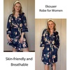 image:imageEkouaer Women Robes Knee Length Kimono Bathrobe Lightweight Soft Sleepwear  34 Sleeve Vneck Pocket Modern Trim Ideal Gift for Pregnancy Bridesmaid GiftsNavy Blue Floral