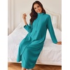 image:imageEkouaer Women Zipper Robe Long Sleeves House Coat Soft Bathrobe Housecoat  Easy ZipUp Bath Robe with Pockets Ultra Soft and Lightweight Fabric CalfLengthAteal