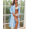 image:imageEkouaer Women Zipper Robe Long Sleeves House Coat Soft Bathrobe Housecoat  Easy ZipUp Bath Robe with Pockets Ultra Soft and Lightweight Fabric CalfLengthAlight Blue