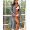 image:imageEkouaer Women Zipper Robe Long Sleeves House Coat Soft Bathrobe Housecoat  Easy ZipUp Bath Robe with Pockets Ultra Soft and Lightweight Fabric CalfLengthDark Gray