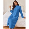 image:imageEkouaer Women Zipper Robe Long Sleeves House Coat Soft Bathrobe Housecoat  Easy ZipUp Bath Robe with Pockets Ultra Soft and Lightweight Fabric CalfLengthBlue