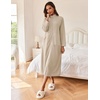 image:imageEkouaer Women Zipper Robe Long Sleeves House Coat Soft Bathrobe Housecoat  Easy ZipUp Bath Robe with Pockets Ultra Soft and Lightweight Fabric CalfLengthLight Khaki