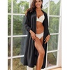 image:imageEkouaer Women Zipper Robe Long Sleeves House Coat Soft Bathrobe Housecoat  Easy ZipUp Bath Robe with Pockets Ultra Soft and Lightweight Fabric CalfLengthBlack