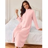 image:imageEkouaer Women Zipper Robe Long Sleeves House Coat Soft Bathrobe Housecoat  Easy ZipUp Bath Robe with Pockets Ultra Soft and Lightweight Fabric CalfLengthAlight Pink