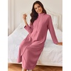 image:imageEkouaer Women Zipper Robe Long Sleeves House Coat Soft Bathrobe Housecoat  Easy ZipUp Bath Robe with Pockets Ultra Soft and Lightweight Fabric CalfLengthPale Violet Red