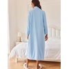 image:imageEkouaer Women Zipper Robe Long Sleeves House Coat Soft Bathrobe Housecoat  Easy ZipUp Bath Robe with Pockets Ultra Soft and Lightweight Fabric CalfLengthAlight Blue