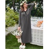 image:imageEkouaer Womens Long Sleeve Nightgown Full Length Sleepwear Long Sleepshirts Henley Sleep Dress  Print Floral Sleep Dress Long Nightgowns Ladies Lounge Dress Soft Floor Length Sleep Shirt Sleep Daily Wear HomeBmedium Grey