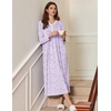 image:imageEkouaer Womens Long Sleeve Nightgown Full Length Sleepwear Long Sleepshirts Henley Sleep Dress  Print Floral Sleep Dress Long Nightgowns Ladies Lounge Dress Soft Floor Length Sleep Shirt Sleep Daily Wear HomePurple Flowers