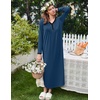 image:imageEkouaer Womens Long Sleeve Nightgown Full Length Sleepwear Long Sleepshirts Henley Sleep Dress  Print Floral Sleep Dress Long Nightgowns Ladies Lounge Dress Soft Floor Length Sleep Shirt Sleep Daily Wear HomeAanavy