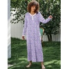 image:imageEkouaer Womens Long Sleeve Nightgown Full Length Sleepwear Long Sleepshirts Henley Sleep Dress  Print Floral Sleep Dress Long Nightgowns Ladies Lounge Dress Soft Floor Length Sleep Shirt Sleep Daily Wear HomePurple Floral