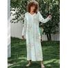 image:imageEkouaer Womens Long Sleeve Nightgown Full Length Sleepwear Long Sleepshirts Henley Sleep Dress  Print Floral Sleep Dress Long Nightgowns Ladies Lounge Dress Soft Floor Length Sleep Shirt Sleep Daily Wear HomeGreen Daisy