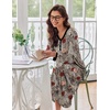 image:imageEkouaer Womens Long Sleeve Nightgown Full Length Sleepwear Long Sleepshirts Henley Sleep Dress  Print Floral Sleep Dress Long Nightgowns Ladies Lounge Dress Soft Floor Length Sleep Shirt Sleep Daily Wear HomeAbrown Leopard Print