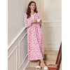image:imageEkouaer Womens Long Sleeve Nightgown Full Length Sleepwear Long Sleepshirts Henley Sleep Dress  Print Floral Sleep Dress Long Nightgowns Ladies Lounge Dress Soft Floor Length Sleep Shirt Sleep Daily Wear HomePink Flowers