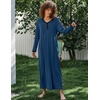 image:imageEkouaer Womens Long Sleeve Nightgown Full Length Sleepwear Long Sleepshirts Henley Sleep Dress  Print Floral Sleep Dress Long Nightgowns Ladies Lounge Dress Soft Floor Length Sleep Shirt Sleep Daily Wear HomeAanavy
