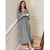 image:imageEkouaer Womens Long Sleeve Nightgown Full Length Sleepwear Long Sleepshirts Henley Sleep Dress  Print Floral Sleep Dress Long Nightgowns Ladies Lounge Dress Soft Floor Length Sleep Shirt Sleep Daily Wear HomeBdark Grey