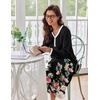 image:imageEkouaer Womens Long Sleeve Nightgown Full Length Sleepwear Long Sleepshirts Henley Sleep Dress  Print Floral Sleep Dress Long Nightgowns Ladies Lounge Dress Soft Floor Length Sleep Shirt Sleep Daily Wear HomeCacolored Flowers