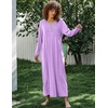 image:imageEkouaer Womens Long Sleeve Nightgown Full Length Sleepwear Long Sleepshirts Henley Sleep Dress  Print Floral Sleep Dress Long Nightgowns Ladies Lounge Dress Soft Floor Length Sleep Shirt Sleep Daily Wear HomeAapurple