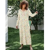 image:imageEkouaer Womens Long Sleeve Nightgown Full Length Sleepwear Long Sleepshirts Henley Sleep Dress  Print Floral Sleep Dress Long Nightgowns Ladies Lounge Dress Soft Floor Length Sleep Shirt Sleep Daily Wear HomeAwhite Flowers