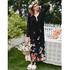 image:imageEkouaer Womens Long Sleeve Nightgown Full Length Sleepwear Long Sleepshirts Henley Sleep Dress  Print Floral Sleep Dress Long Nightgowns Ladies Lounge Dress Soft Floor Length Sleep Shirt Sleep Daily Wear HomeCacolored Flowers