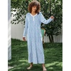 image:imageEkouaer Womens Long Sleeve Nightgown Full Length Sleepwear Long Sleepshirts Henley Sleep Dress  Print Floral Sleep Dress Long Nightgowns Ladies Lounge Dress Soft Floor Length Sleep Shirt Sleep Daily Wear HomeAblue Big Flower