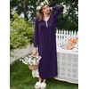 image:imageEkouaer Womens Long Sleeve Nightgown Full Length Sleepwear Long Sleepshirts Henley Sleep Dress  Print Floral Sleep Dress Long Nightgowns Ladies Lounge Dress Soft Floor Length Sleep Shirt Sleep Daily Wear HomeDark Purple