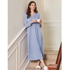 image:imageEkouaer Womens Long Sleeve Nightgown Full Length Sleepwear Long Sleepshirts Henley Sleep Dress  Print Floral Sleep Dress Long Nightgowns Ladies Lounge Dress Soft Floor Length Sleep Shirt Sleep Daily Wear HomeAablue Florals