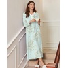 image:imageEkouaer Womens Long Sleeve Nightgown Full Length Sleepwear Long Sleepshirts Henley Sleep Dress  Print Floral Sleep Dress Long Nightgowns Ladies Lounge Dress Soft Floor Length Sleep Shirt Sleep Daily Wear HomeGreen Daisy