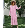 image:imageEkouaer Womens Long Sleeve Nightgown Full Length Sleepwear Long Sleepshirts Henley Sleep Dress  Print Floral Sleep Dress Long Nightgowns Ladies Lounge Dress Soft Floor Length Sleep Shirt Sleep Daily Wear HomeAapink Florals
