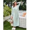 image:imageEkouaer Womens Long Sleeve Nightgown Full Length Sleepwear Long Sleepshirts Henley Sleep Dress  Print Floral Sleep Dress Long Nightgowns Ladies Lounge Dress Soft Floor Length Sleep Shirt Sleep Daily Wear HomeGreen Daisy