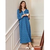 image:imageEkouaer Womens Long Sleeve Nightgown Full Length Sleepwear Long Sleepshirts Henley Sleep Dress  Print Floral Sleep Dress Long Nightgowns Ladies Lounge Dress Soft Floor Length Sleep Shirt Sleep Daily Wear HomeAblue Dog Footprints