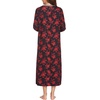 image:imageEkouaer Womens Long Sleeve Nightgown Full Length Sleepwear Long Sleepshirts Henley Sleep Dress  Print Floral Sleep Dress Long Nightgowns Ladies Lounge Dress Soft Floor Length Sleep Shirt Sleep Daily Wear HomeRed Flowers