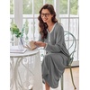 image:imageEkouaer Womens Long Sleeve Nightgown Full Length Sleepwear Long Sleepshirts Henley Sleep Dress  Print Floral Sleep Dress Long Nightgowns Ladies Lounge Dress Soft Floor Length Sleep Shirt Sleep Daily Wear HomeBdark Grey