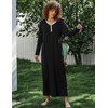 image:imageEkouaer Womens Long Sleeve Nightgown Full Length Sleepwear Long Sleepshirts Henley Sleep Dress  Print Floral Sleep Dress Long Nightgowns Ladies Lounge Dress Soft Floor Length Sleep Shirt Sleep Daily Wear HomeAablack