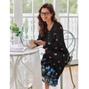 image:imageEkouaer Womens Long Sleeve Nightgown Full Length Sleepwear Long Sleepshirts Henley Sleep Dress  Print Floral Sleep Dress Long Nightgowns Ladies Lounge Dress Soft Floor Length Sleep Shirt Sleep Daily Wear HomeBlack Butterfly