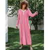 image:imageEkouaer Womens Long Sleeve Nightgown Full Length Sleepwear Long Sleepshirts Henley Sleep Dress  Print Floral Sleep Dress Long Nightgowns Ladies Lounge Dress Soft Floor Length Sleep Shirt Sleep Daily Wear HomePink