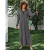 image:imageEkouaer Womens Long Sleeve Nightgown Full Length Sleepwear Long Sleepshirts Henley Sleep Dress  Print Floral Sleep Dress Long Nightgowns Ladies Lounge Dress Soft Floor Length Sleep Shirt Sleep Daily Wear HomeBmedium Grey