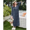 image:imageEkouaer Womens Long Sleeve Nightgown Full Length Sleepwear Long Sleepshirts Henley Sleep Dress  Print Floral Sleep Dress Long Nightgowns Ladies Lounge Dress Soft Floor Length Sleep Shirt Sleep Daily Wear HomeAanavy Flowers