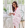 image:imageEkouaer Womens Long Sleeve Nightgown Full Length Sleepwear Long Sleepshirts Henley Sleep Dress  Print Floral Sleep Dress Long Nightgowns Ladies Lounge Dress Soft Floor Length Sleep Shirt Sleep Daily Wear HomeBig Pink Flower