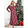 image:imageEkouaer Womens Long Sleeve Nightgown Full Length Sleepwear Long Sleepshirts Henley Sleep Dress  Print Floral Sleep Dress Long Nightgowns Ladies Lounge Dress Soft Floor Length Sleep Shirt Sleep Daily Wear HomeZred Snowflake