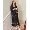 image:imageEkouaer Womens Long Sleeve Nightgown Full Length Sleepwear Long Sleepshirts Henley Sleep Dress  Print Floral Sleep Dress Long Nightgowns Ladies Lounge Dress Soft Floor Length Sleep Shirt Sleep Daily Wear HomeBbbutterfly